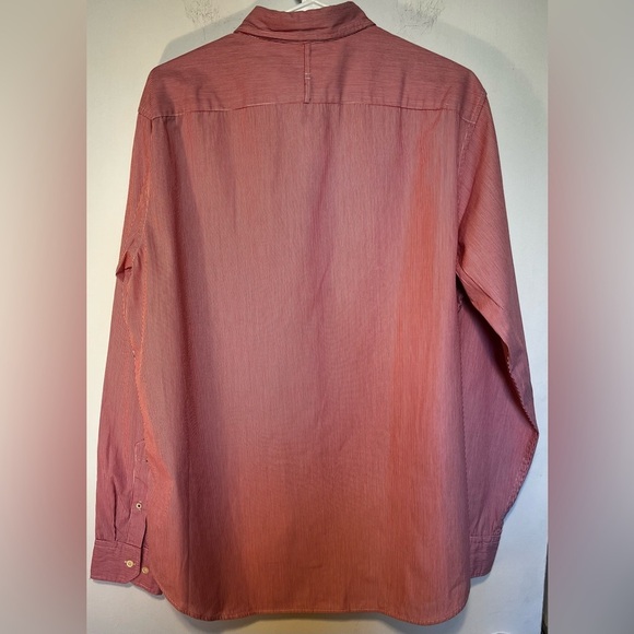 NWT Banana Republic Shirt Men L Camden Fit Custom 078 Wash MicroStripe Red/White - Picture 3 of 7